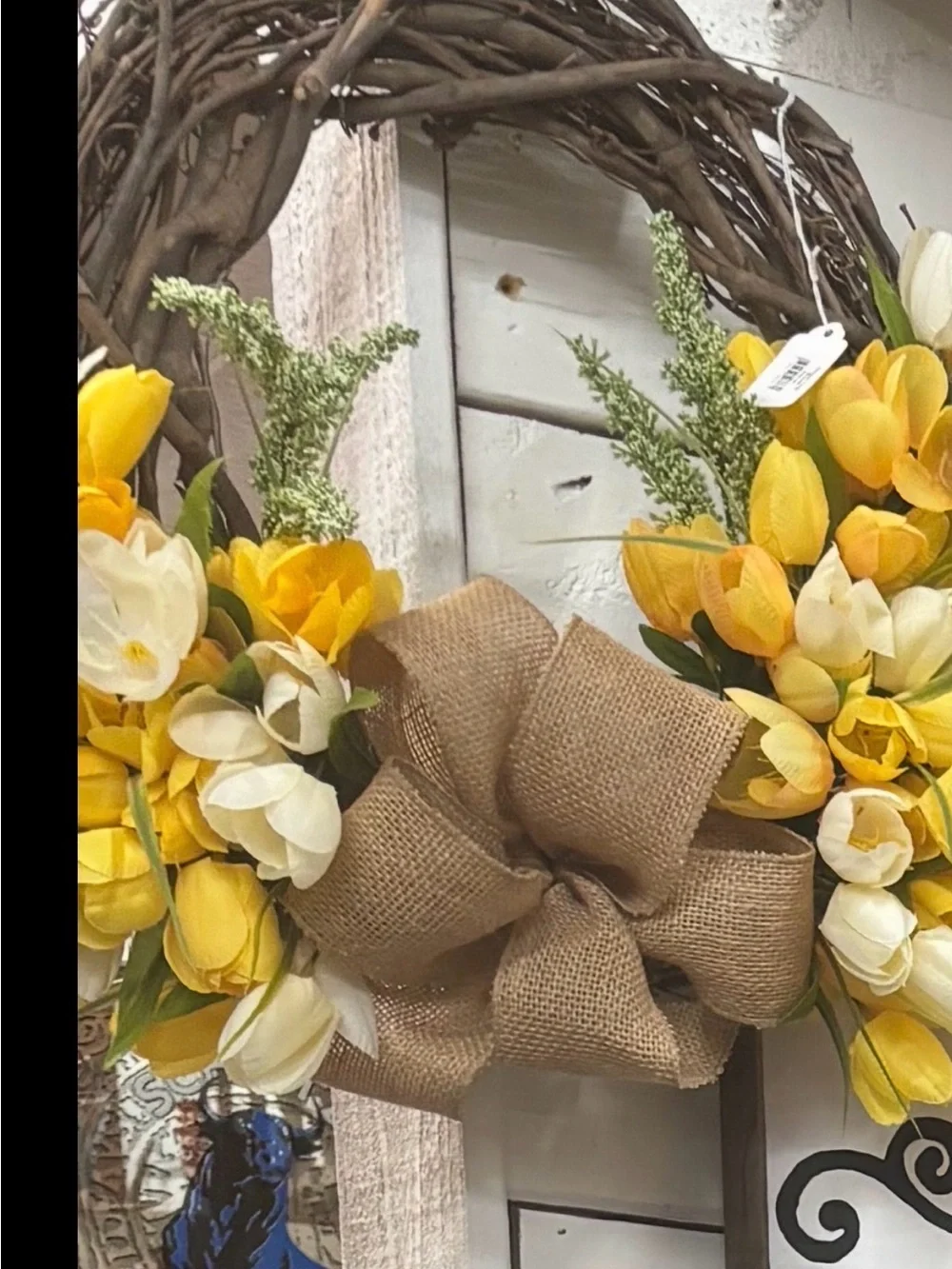 Hand Crafted Summer Yellow Wreath Burlap Lemon Bow Pretty Lil Tulips Final Sale